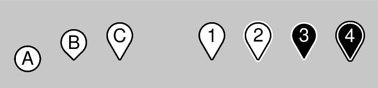 The three different map marker forms